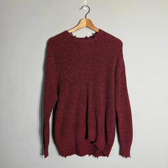 NWT Pistola Eva Distressed Crew Neck Knit Pullover Sweater Women's XS Red Black - Picture 3 of 15